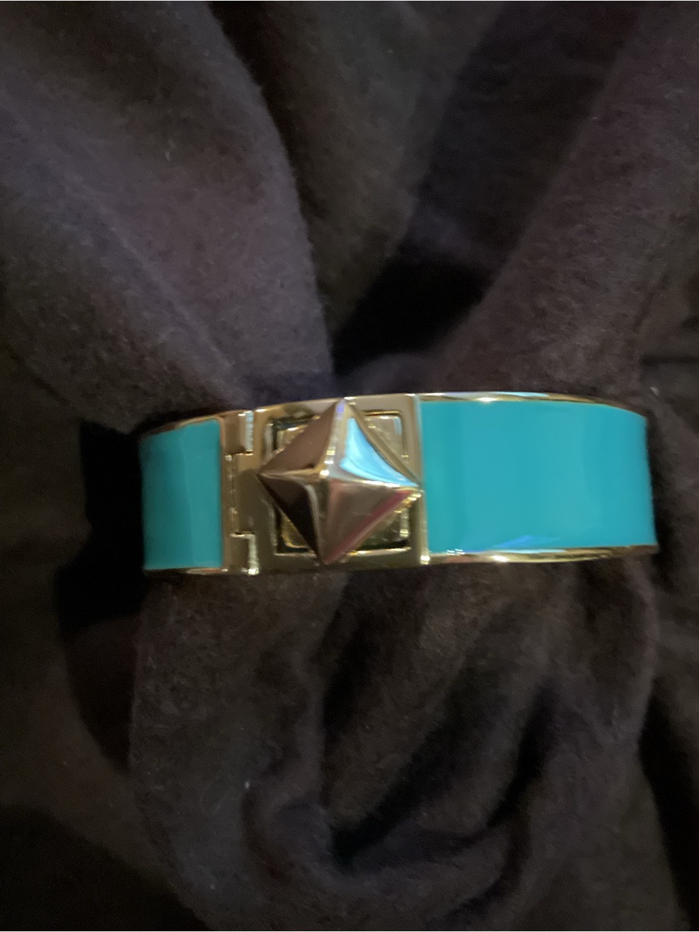 kate spade Turquoise Enamel Gold-Tone Pyramid Hinged Bracelet